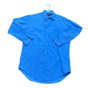 Ralph Lauren Mens Button Down Shirt Blue Cotton Size 15 32/33 Stains
